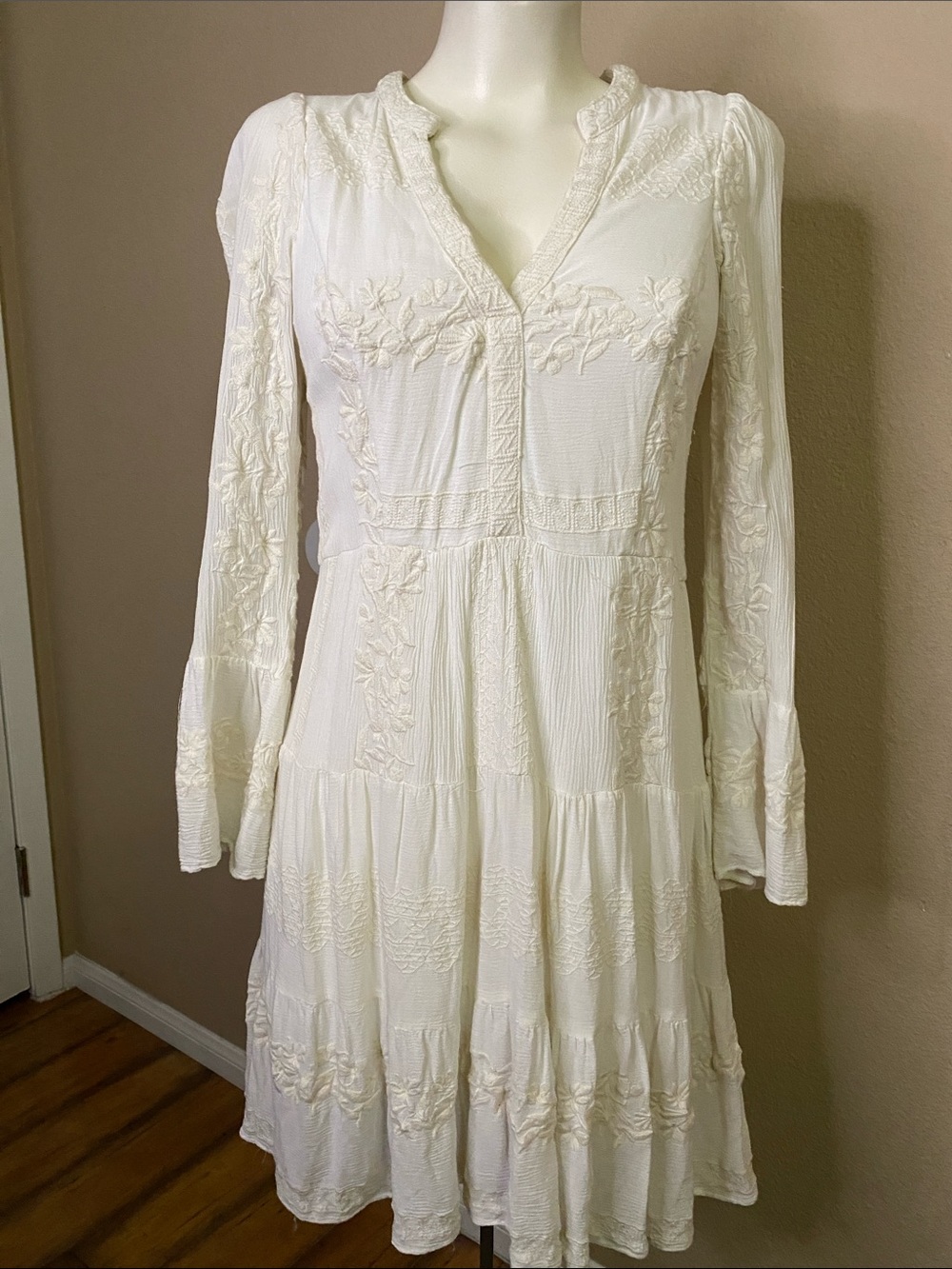 Hale Bob viscose embroidered retro vintage boho dress XS
